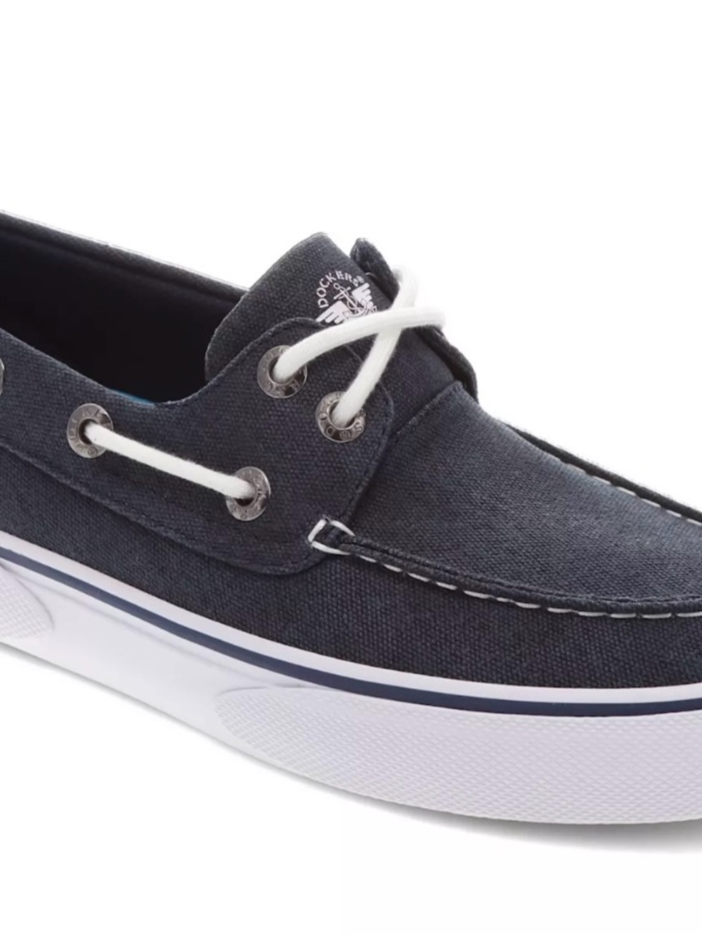 Dockers Navy Canvas Boat Shoes with White Laces - Picture 6 of 10